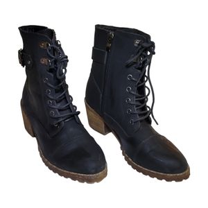 CATHERINE MALADRINO Black Combat High Heel Boots Size 7.5